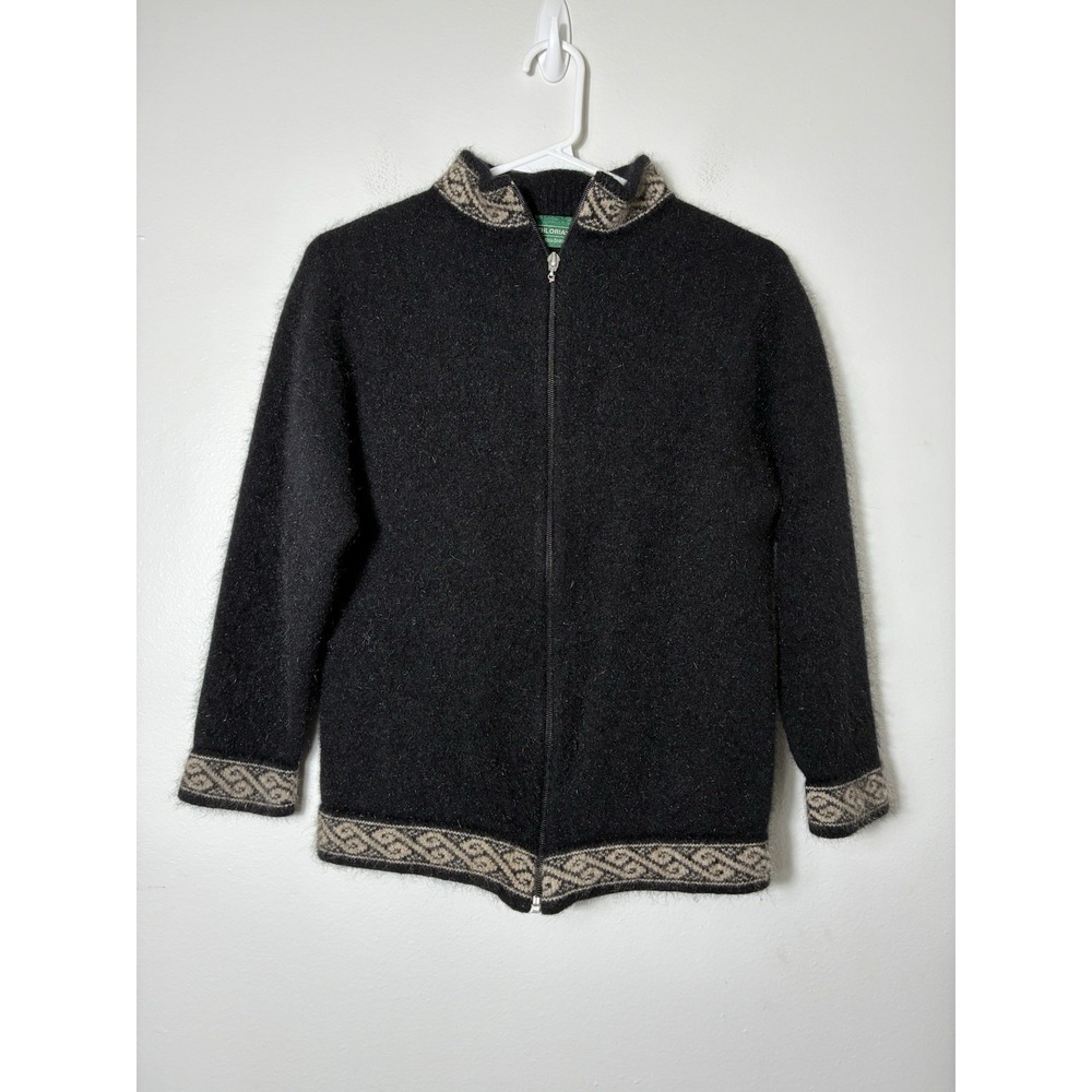 LOTHLORIAN Made In New Zealand 100% Wool Zip Up Cardigan Sz Small Charcoal Gray